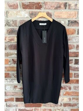 Paz Torras Black V Neck Long Sleeve Tunic Dress NWT, 40